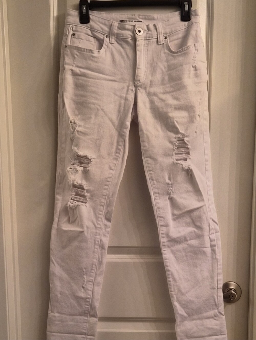 INC Denim White Distressed Skinny Jeans